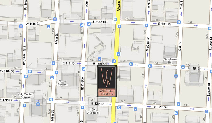 Map of the Kansas City WallStreet Tower Parking Garage